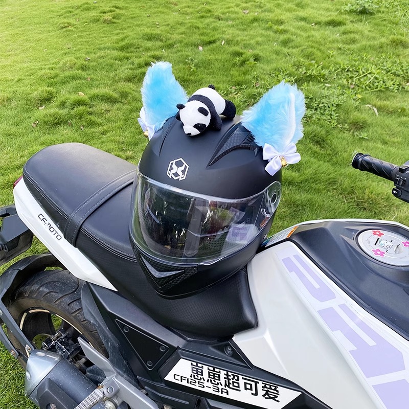 Stereo Blue Cat Ear Helmet Decoration Motorcycle Helmet Accessories