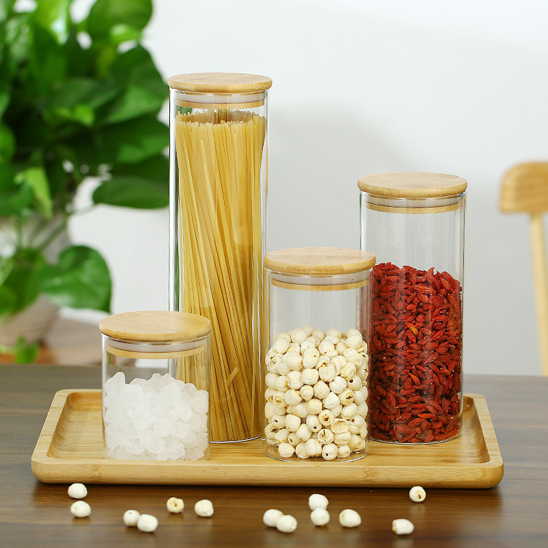 Condimento almacenamiento sellado lata de té redonda alta borosilicona vidrio transparente resistente a altas temperaturas gran capacidad sellado tanque de almacenamiento