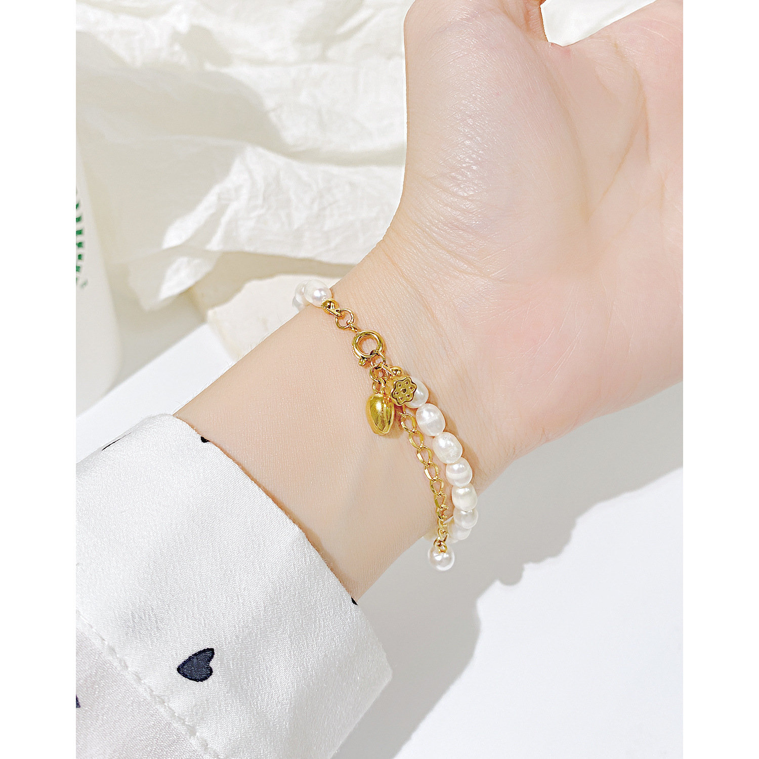 Fashion Solid Color Stainless Steel Bracelets Pearl Stainless Steel Bracelets