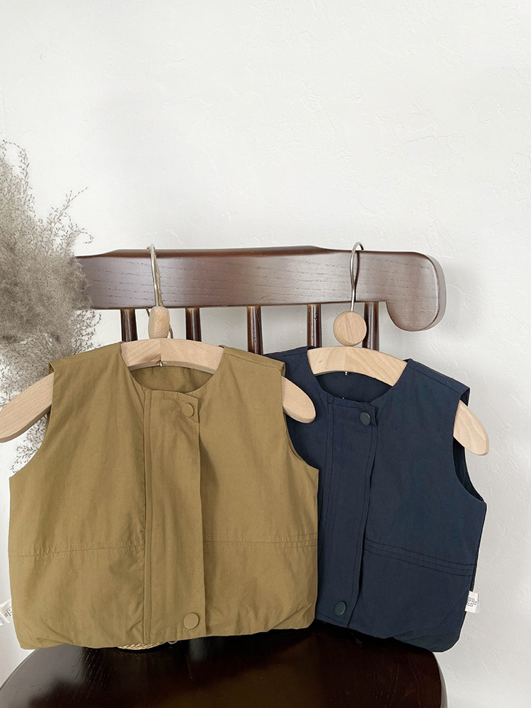 Bebé estilo coreano Chaleco de los niños retro todo a juego Chaleco de primavera niños y niñas estilo coreano estilo occidental corto desgaste exterior chaleco