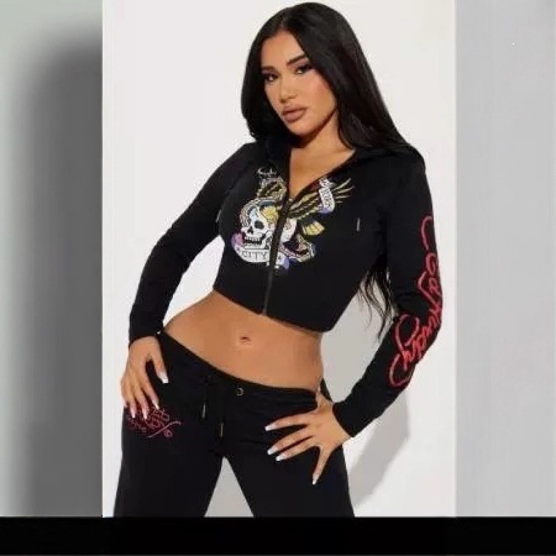 Women's Street Casual Comfortable Colorful Zip-Up Hooded Printed Two-Piece Sweatshirt Set for Spring European and American Street Style Women's Street Casual Comfortable Colorful Zip-Up Hooded Printed Two-Piece Sweatshirt Set for Spring European and American Street Style
