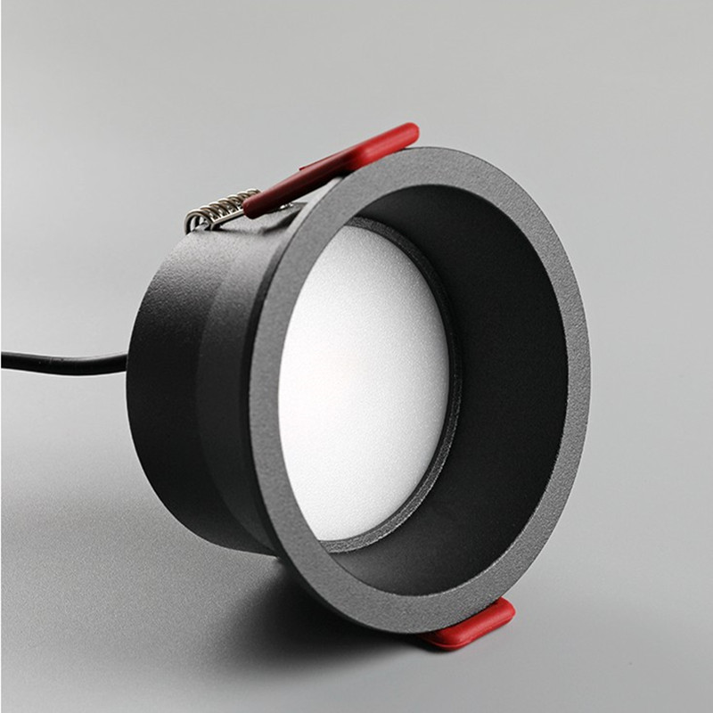 Lámpara de deslumbramiento de borde estrecho LED incrustada 75mm abierto faro de sala de estar doméstico sin iluminación principal de luz tricolor