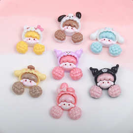 亮面爆米花女孩奶油胶小配件饰品发夹DIY材料树脂配件手机壳装饰