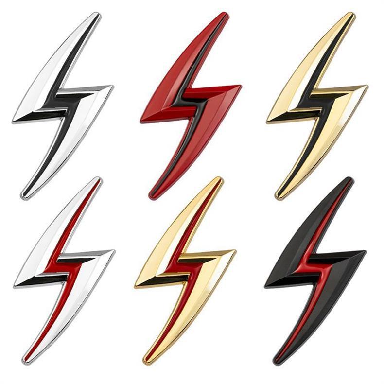 Customized car modification metal lightning emblem, rear emblem, body sticker, 3D standing emblem, lightning side emblem, decorative sticker