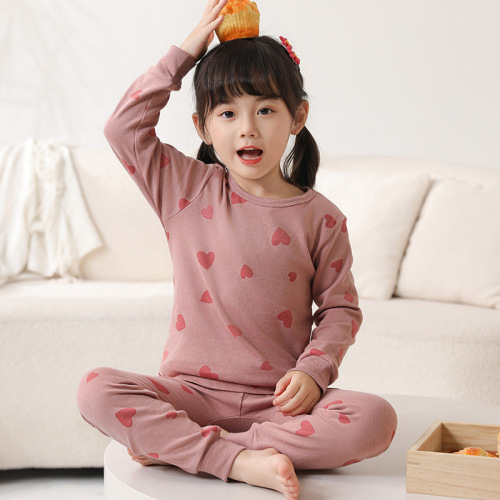 Children's autumn clothes and autumn trousers pure cotton winter thermal underwear set for boys and girls, cotton bottoming shirt, children's pajamas set