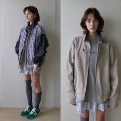 现 韩国设计师noc*nt*nt两面穿外套韩系女装休闲宽松酷帅立领夹克