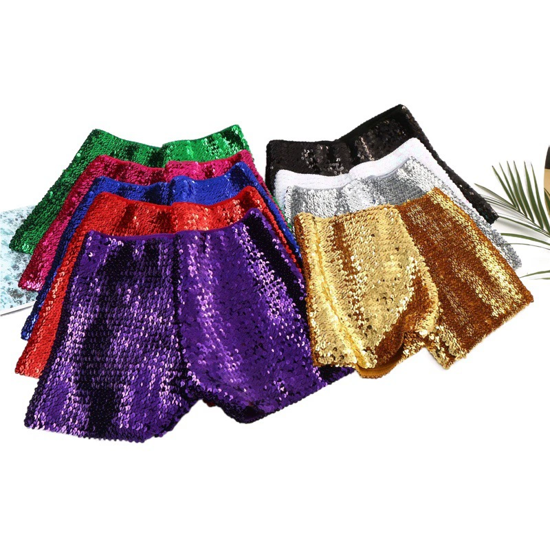 Европейская и американская уличная мода с блестками металлический эластичный пояс стройный с низкой талией дикие шорты женские танцевальные шорты хот-брюки