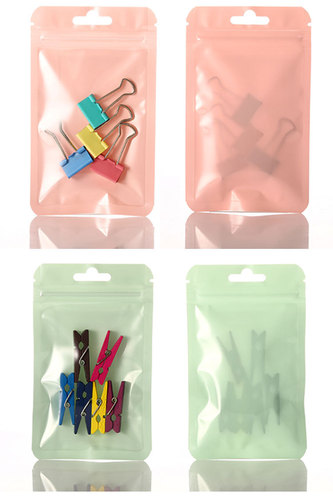 Macaron color ziplock bag holographic bag thickened transparent color bone bag jewelry sealed pocket makeup brush packaging bag