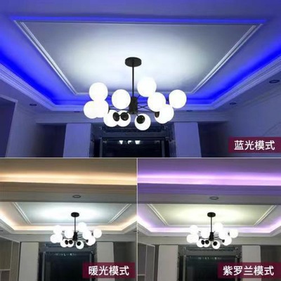 线条灯吊灯LED灯带三色变光客厅220V家用户外跑马灯工程亮化白光|ru