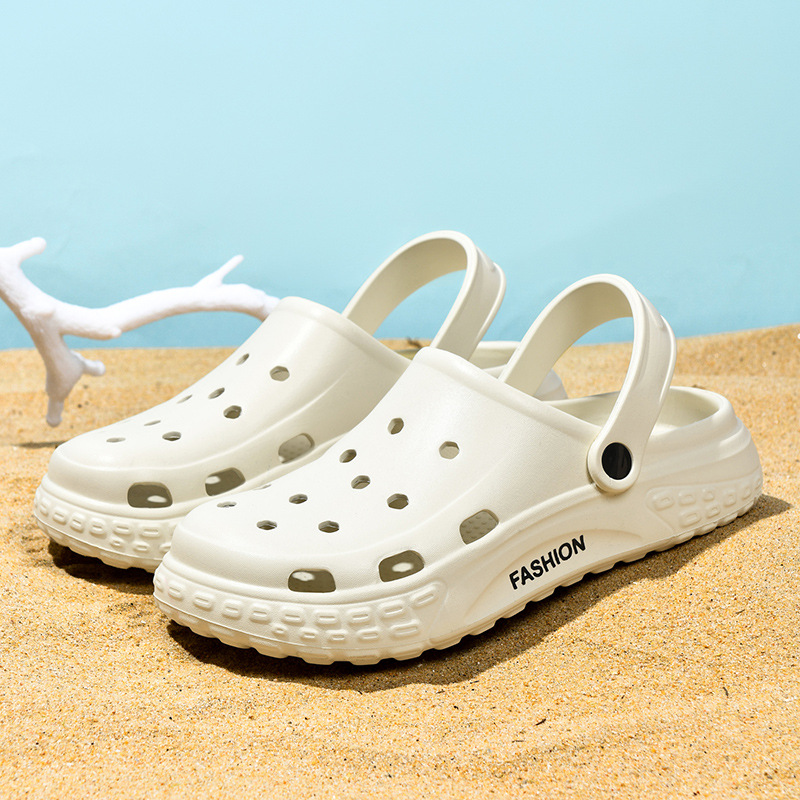 Color sólido Baotou Hole zapatos para hombres verano nuevo tipo de zapatillas de playa soleas gruesas antideslizantes sandalias para hombres