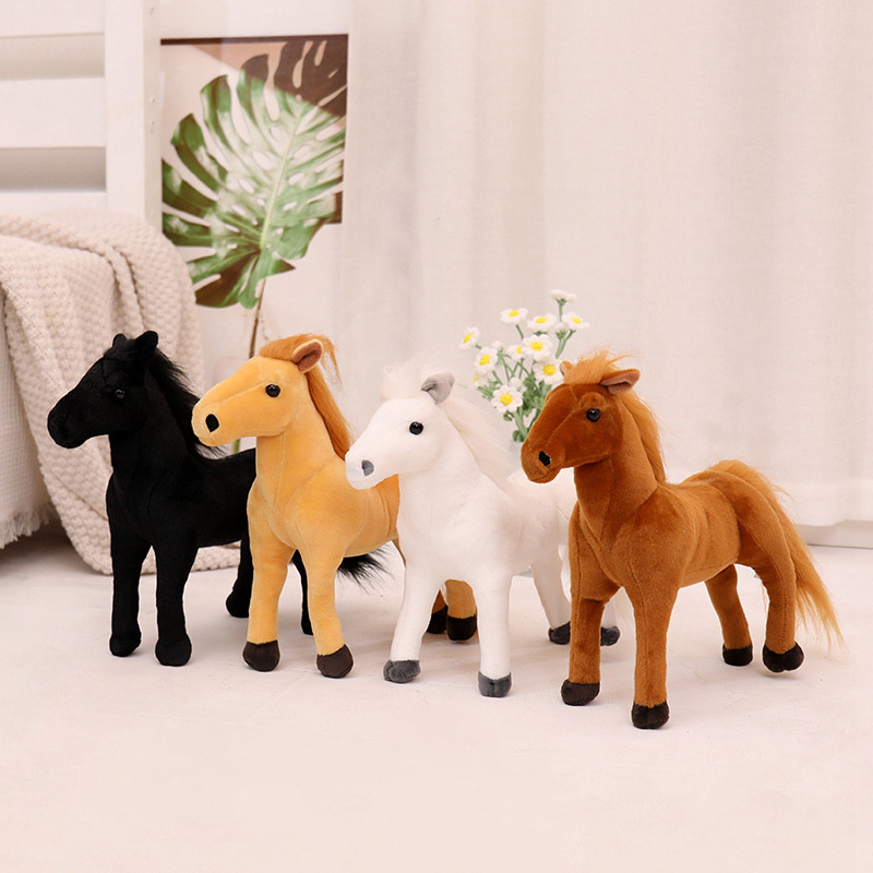 Simulación transfronteriza muñeca de peluche de caballo negro muñeca dragón blanco muñeca de decoración muñeca regalo para niños
