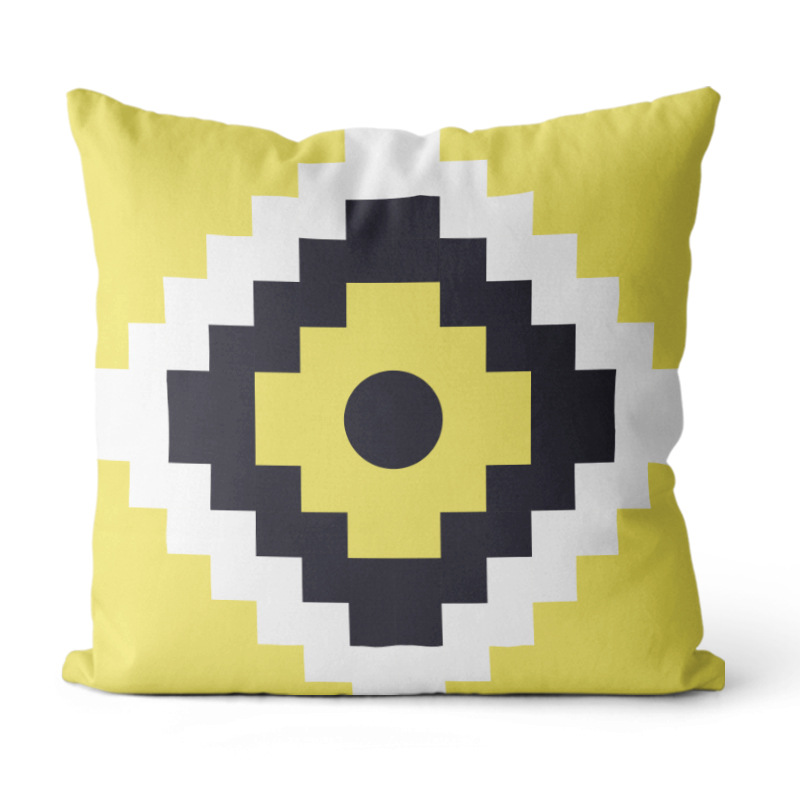 Almohada de estilo Ins simple Almohada de cabecera de viento europea y americana Impresión de sofá Funda de almohada geométrica Cojín de oficina Almohada de cintura