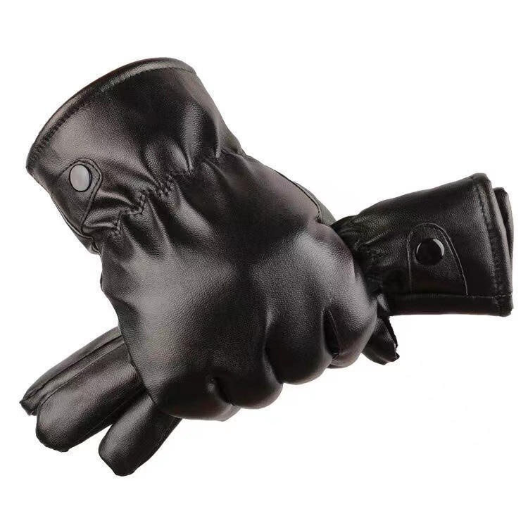 Guantes de cuero para hombres de invierno a prueba de viento, impermeable, guantes de motocicleta caliente, pantalla táctil de invierno