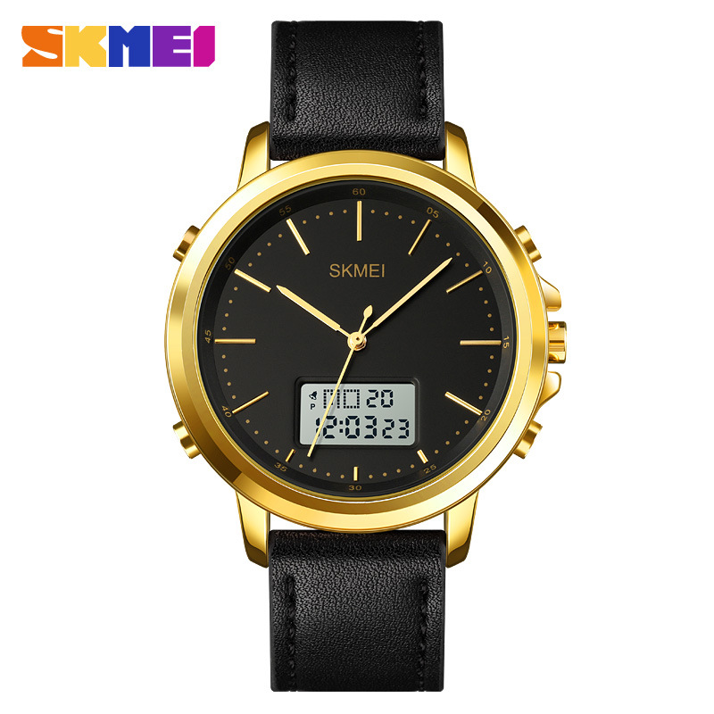 Skmei 1652 simple creativo reloj de los hombres europeos y americanos negocios trabajo doble pantalla electrónica reloj luminoso