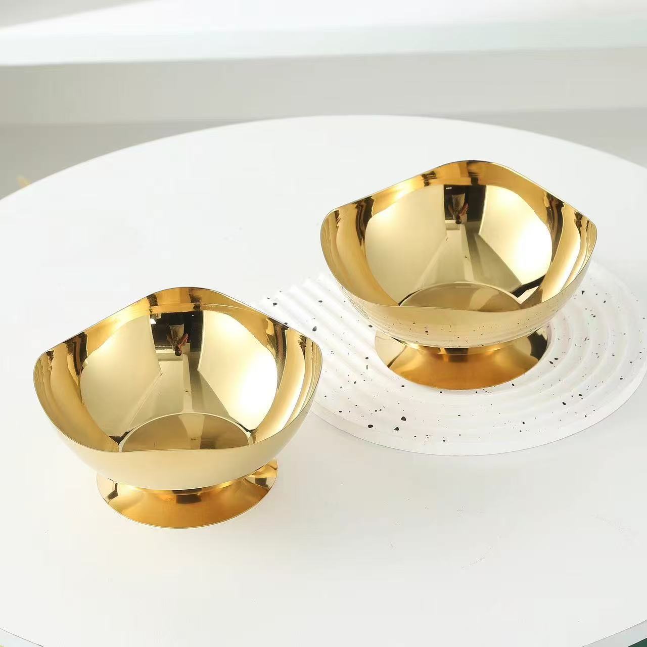 Cross-Border Nordic Style Restaurant Dessert Cake Plate with Base, Salad Bowl, Coffee Table Creative Fruit Plate, Bar Dried Fruit Plate Bowl