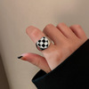 Retro fashionable ring from pearl, chain with tassels hip-hop style, Japanese and Korean, silver 925 sample, on index finger