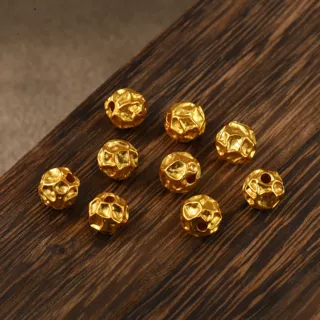古法沙金桶珠转运珠铜镀散珠 diy手链手串配饰古法镂空配珠A系列