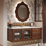 Комбинированный шкаф для ванной комнаты во французском стиле ретро, ​​шифер, изогнутая встроенная раковина, умный зеркальный шкаф, умывальник для ванной комнаты