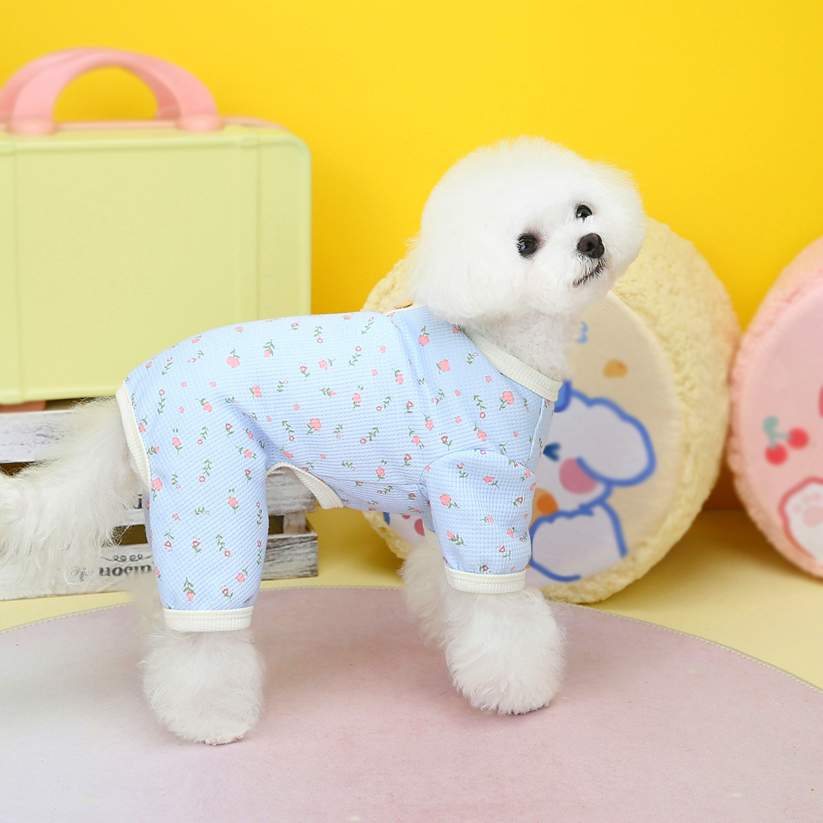 Ropa de perro mascota de cuatro patas ropa de perro para mascotas primavera y verano 23 waffle floral homewear