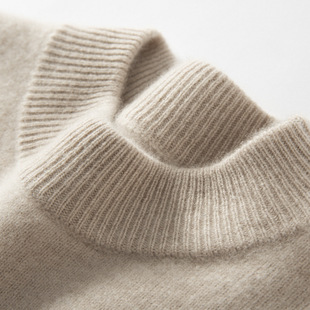 Mountain Cashmere Sweater Men's Half High Collar Solid Color Business Casual Knitted Sweater Loose Light Luxury Thickened Warm Base Sweater