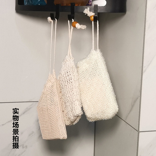 Hanging drawstring 100% cotton and linen handmade soap foaming mesh soap bag for bath sisal nylon soap foaming mesh bag wholesale