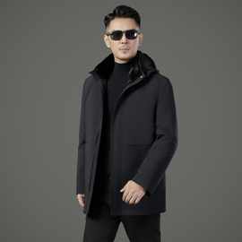 专柜男士连帽整貂皮派克服高休闲高档濑兔毛中年爸爸兔毛皮草大衣