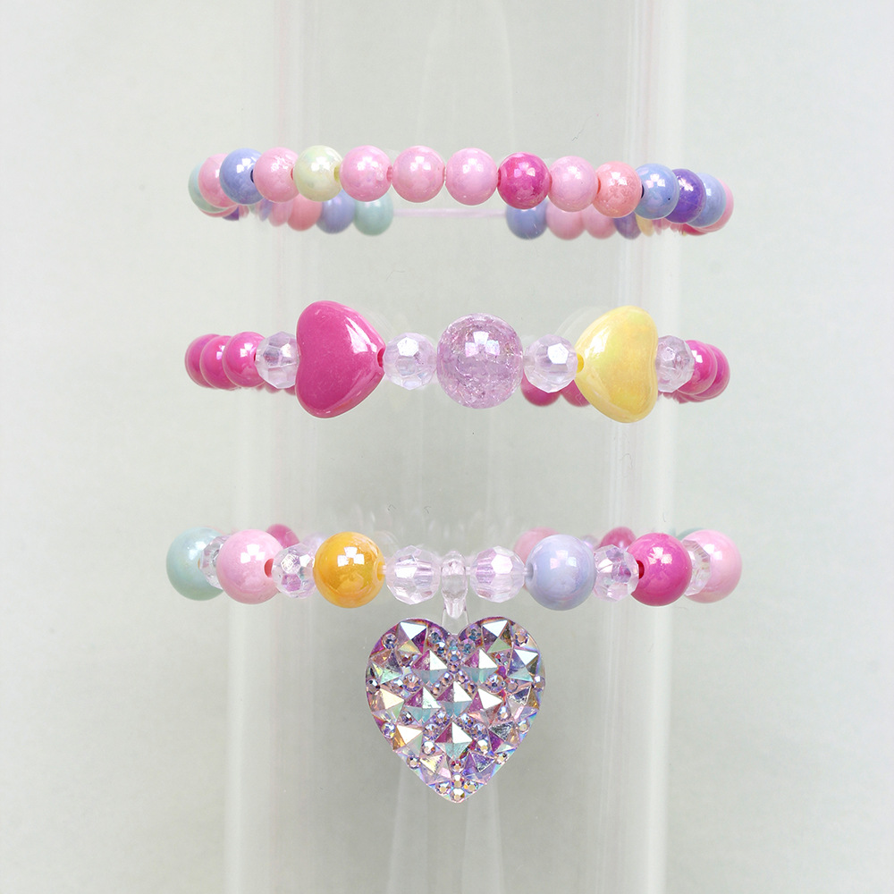 Simple Style Heart Shape Flower Plastic Beaded Girl's Bracelets display picture 32