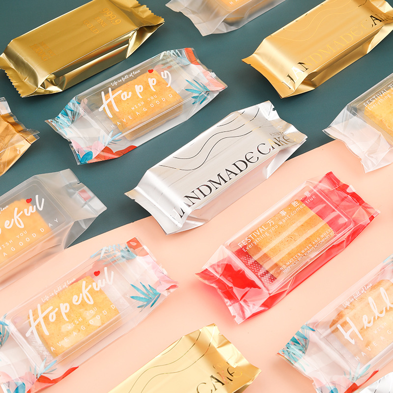 新款透明简约英文开运酥机封袋加厚三色凤梨酥包装袋吸塑点心袋子