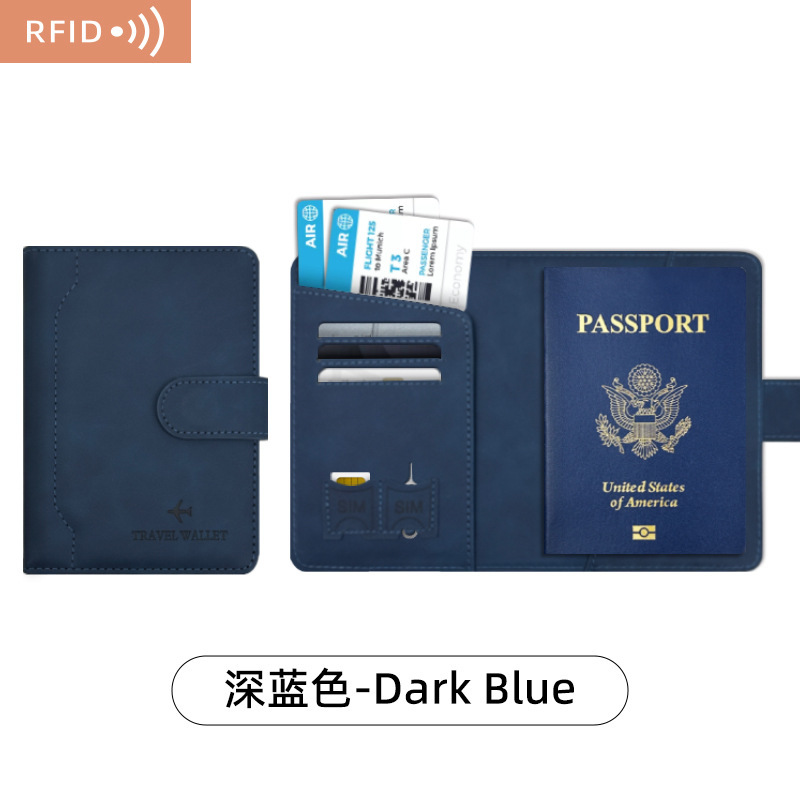 跨境新款RFID护照夹出国旅行pu皮革护照包韩版搭扣护照本保护套|undefined