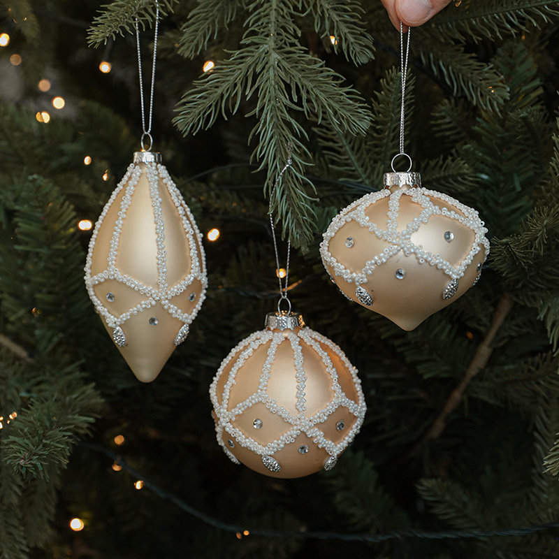 Transfronterizo Hong Kong Heng decoraciones de Navidad ladrillo blanco bola de cristal Bola de gota de agua pintado a mano BOLA DE Navidad árbol de Navidad colgante