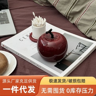 [Dropshipping] High-Appearance Creative Apple Toothpick Holder Home Decor Ceramic Toothpick Storage Jar Decorative Ornament