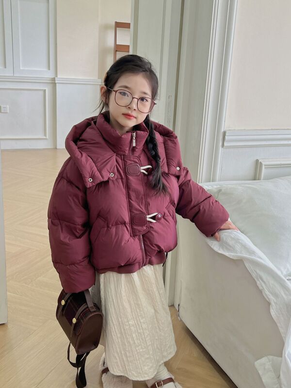女童仿羽绒服2025冬装新款女孩加厚绒丝棉服外套儿童短款上衣防寒|undefined