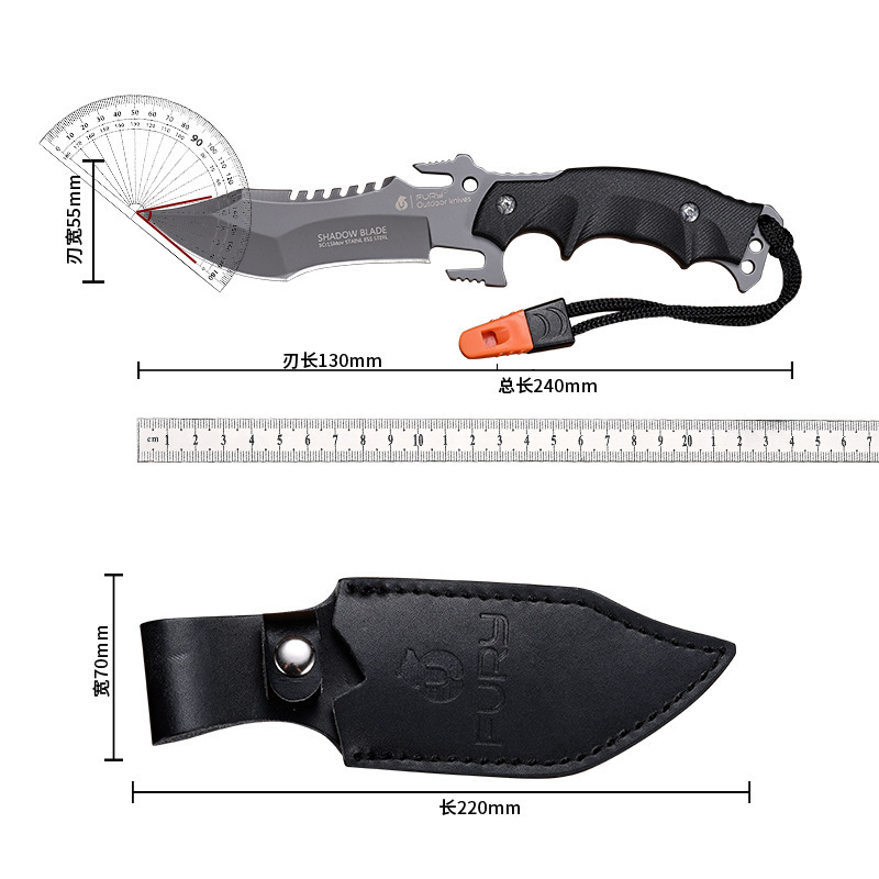 Cuchillo al aire libre de acero al carbono de alta dureza 5cr15 tridente cuchillo de supervivencia al aire libre en un cuchillo de camping cuchillo recto multifuncional