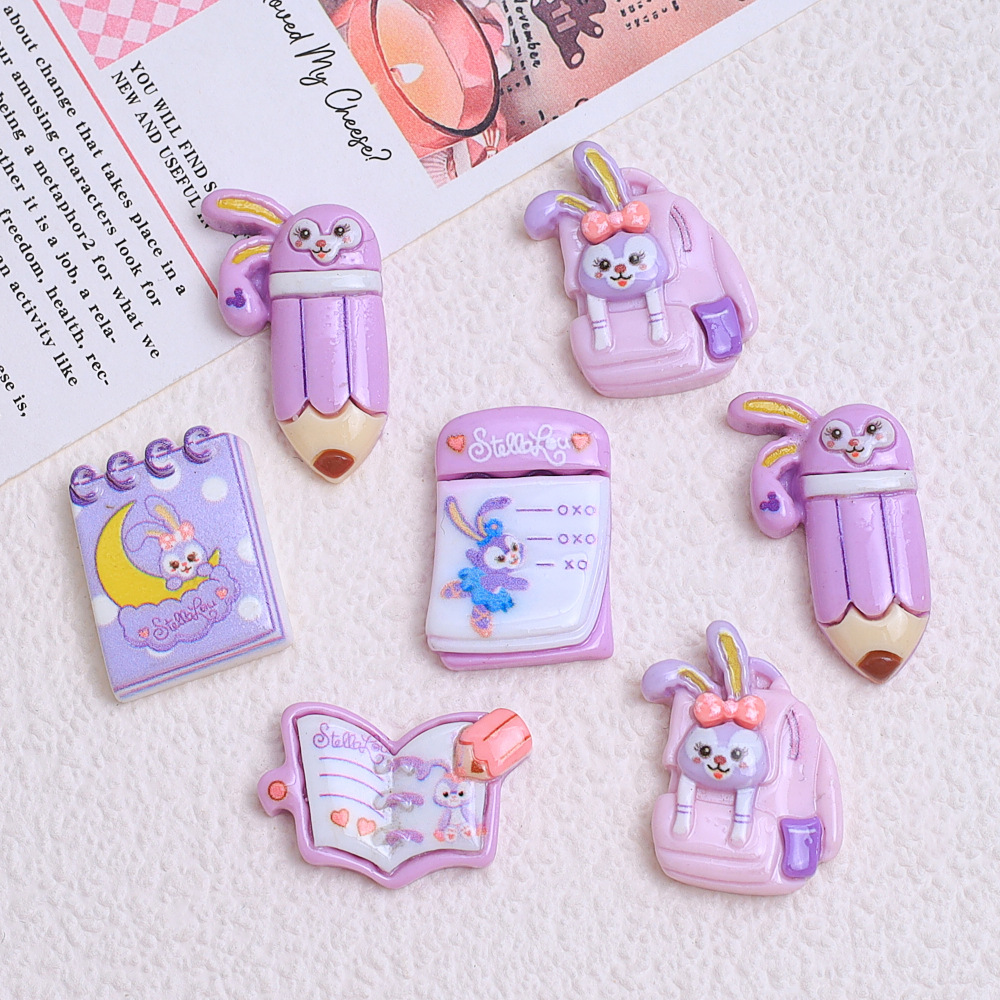 卡通文具露露兔 可爱diy奶油胶自制手机壳发夹饰品树脂配件批发