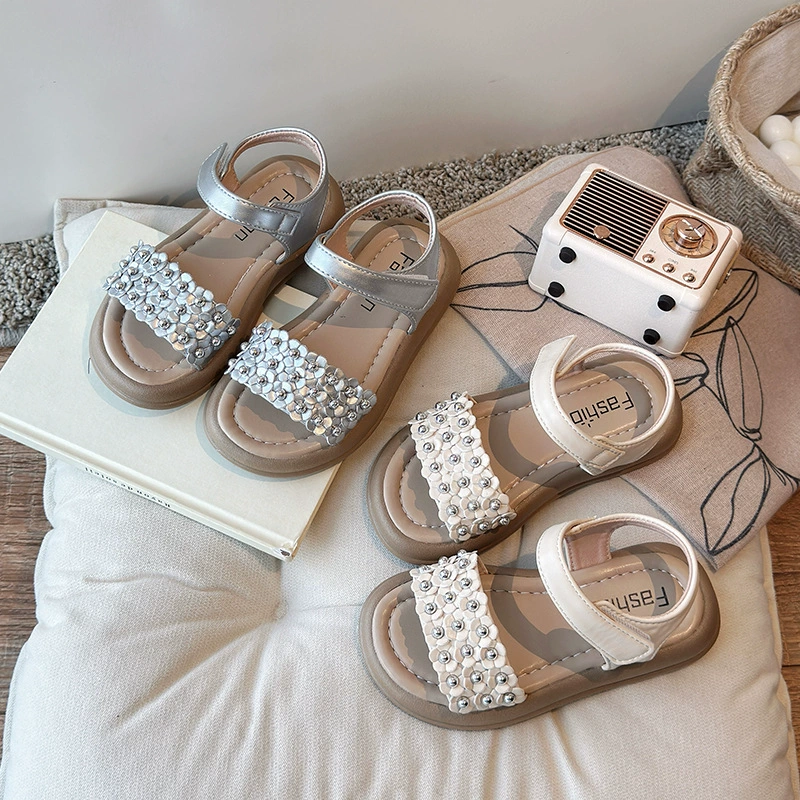2025 Sweet Girls Sсандалии маленькие цветочные туфли принцессы детские туфли на плоской подошве