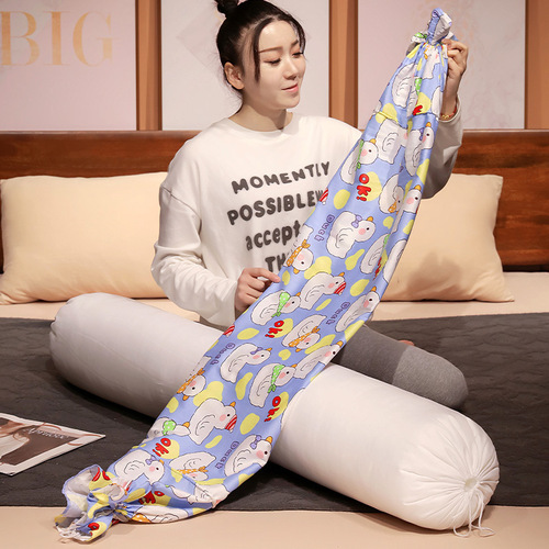 Cartoon animal fruit candy cylinder long pillow plush toy knee pillow with removable inner sleeve