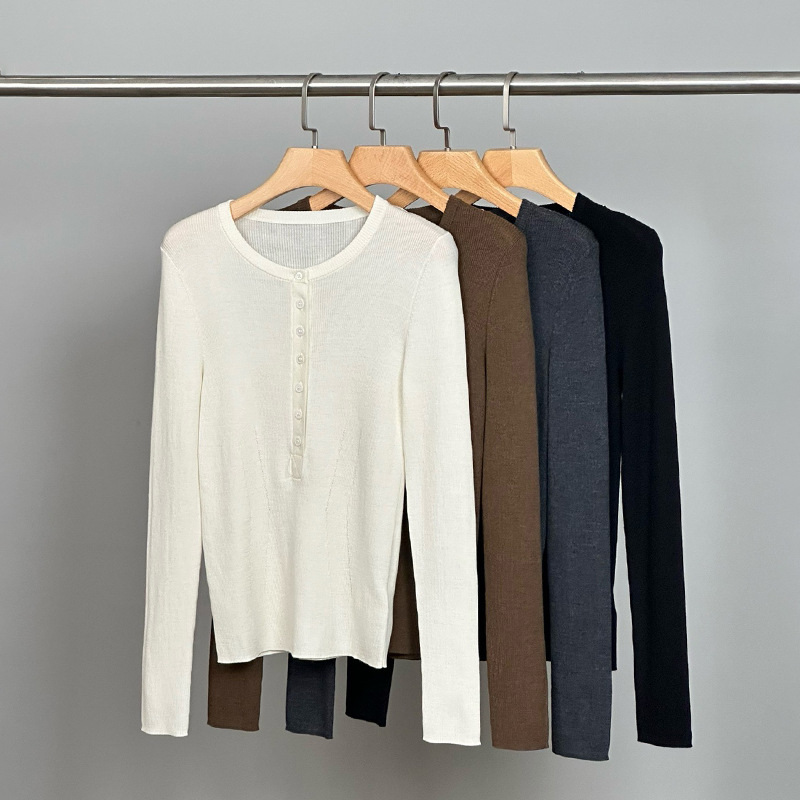 Autumn base elegant long-sleeve with a round collar
