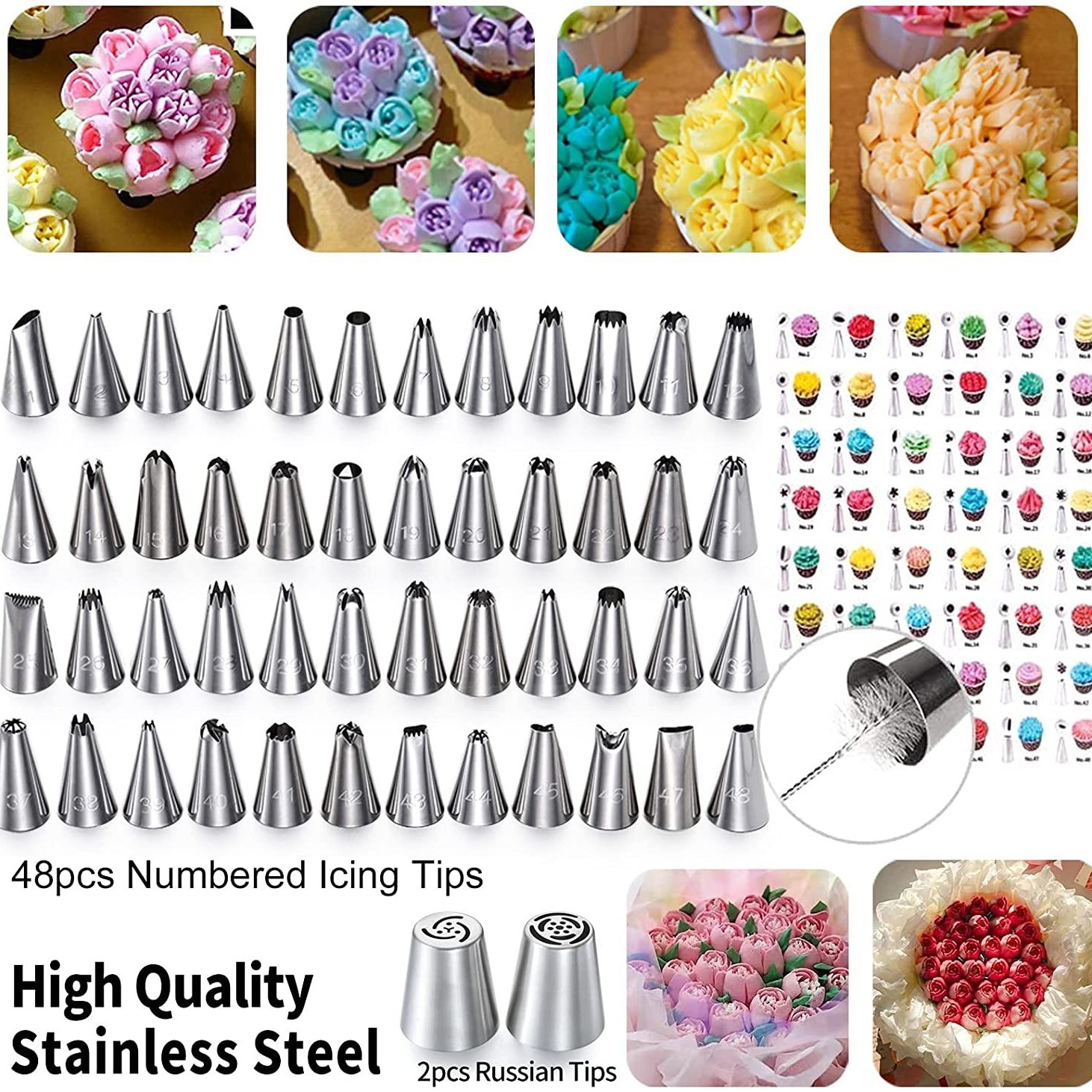 Amazon Venta caliente 322-pieza pastel tocadiscos traje hornear pastelería boquilla traje decoración de la torta herramientas