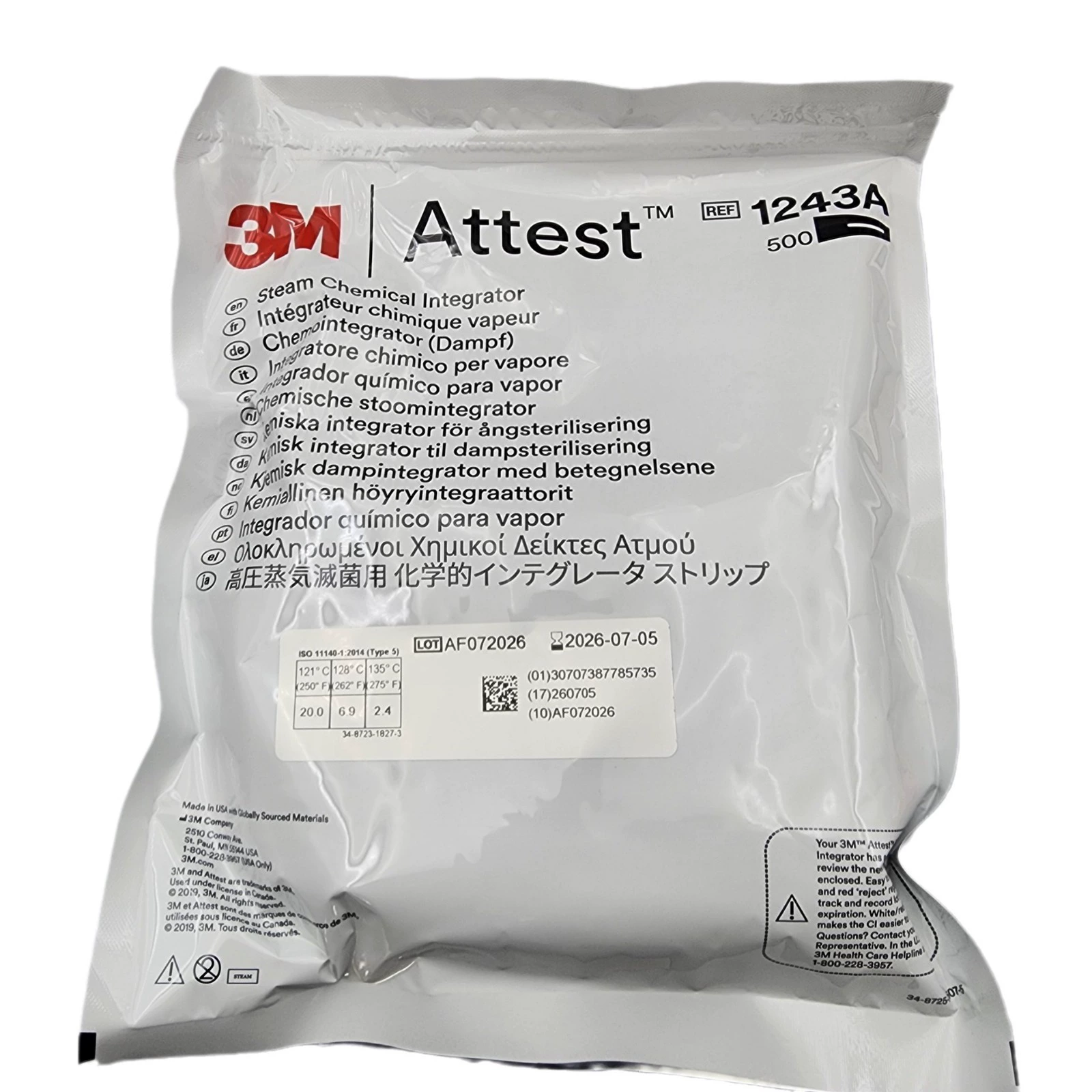 3M1243A ползающая карта, паровая стерилизация давлением, химическая индикационная карта, подлинная