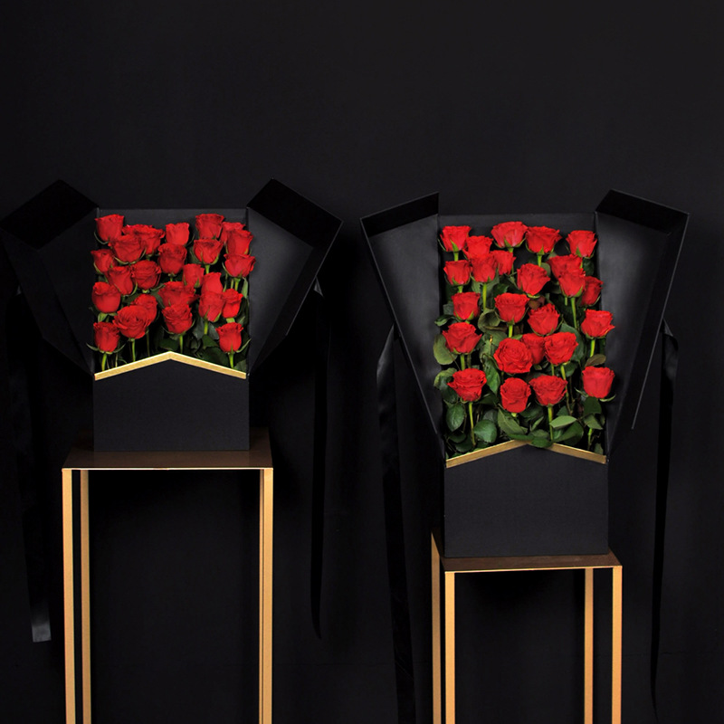 创意方形鲜花包装盒双开惊喜蝙蝠礼盒浪漫玫瑰鲜花礼物包装盒批发
