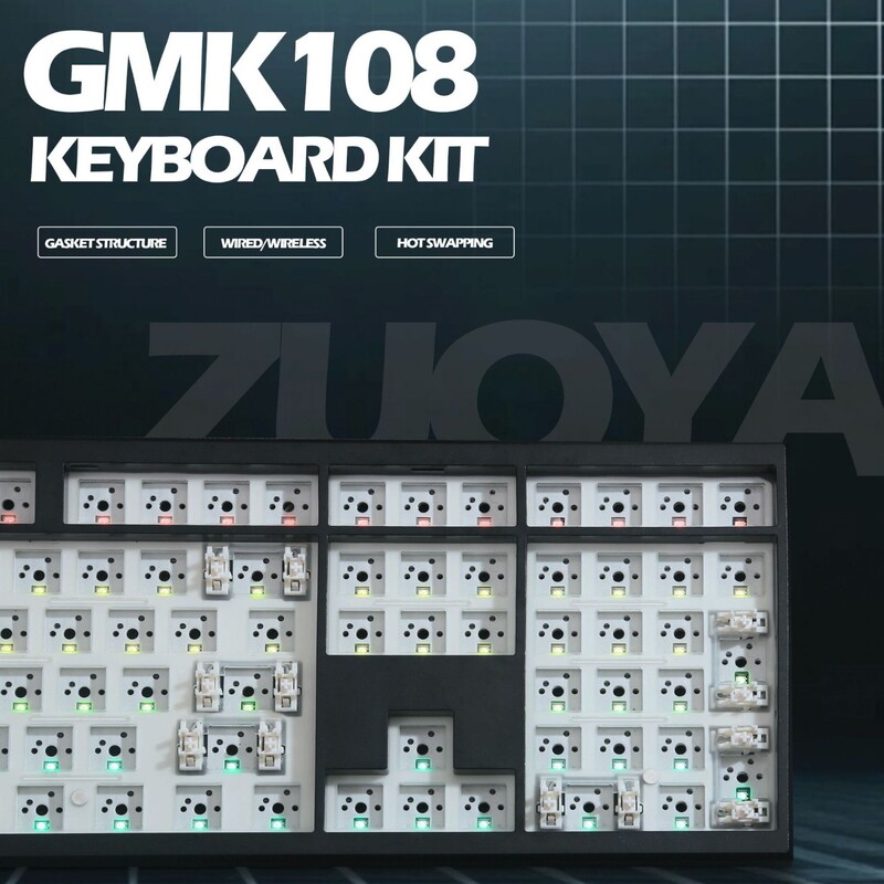 Gmk108 Three-Mode Customized DIY Gaming Mechanical Keyboard Kit Supports Hot-Swappable and Supports Via/Qmk