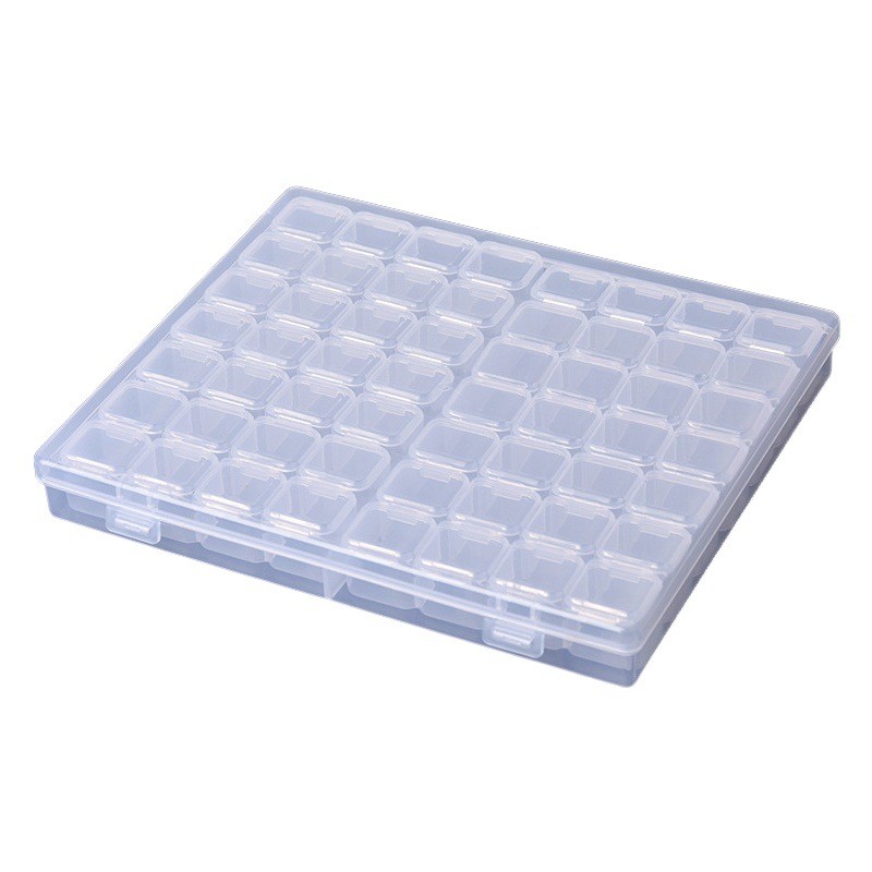 56 rejilla transparente PP caja de piezas de uñas 28 cosas pequeñas caja de plástico caja de almacenamiento con tapa caja de piezas de rejilla al por mayor