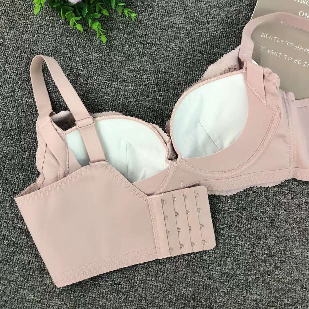 Nuevo sujetador de alta calidad de moda de encaje jacquard transpirable y cómodo ajuste lateral de pecho de cuatro botones ropa interior mujer