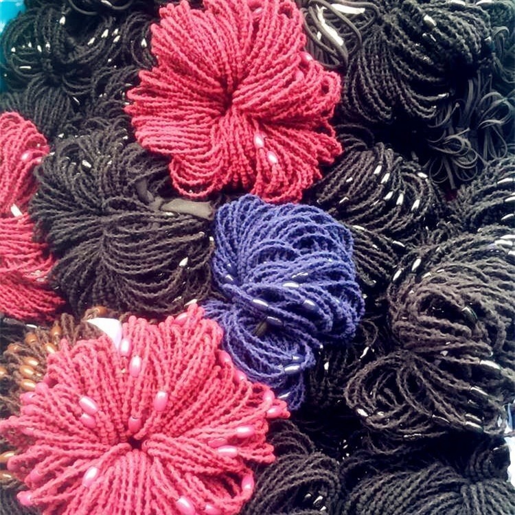 Exquisita diadema banda de goma nueva banda de pelo de las mujeres bambú negro de doble capa de alta elástica de raíz de loto nudo cuerda de pelo al por mayor