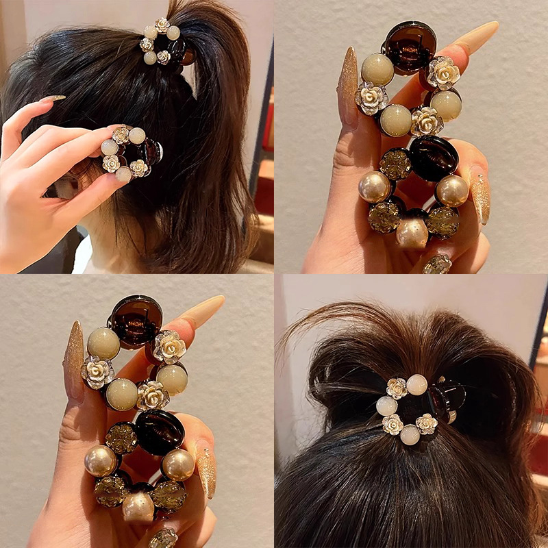 2025 Japón y Corea del Sur de alta calidad rosa con diamantes de medio cabello pequeño clip de agarre de cabello de cola de caballo alto clip de cabello de mar adornamiento para mujeres