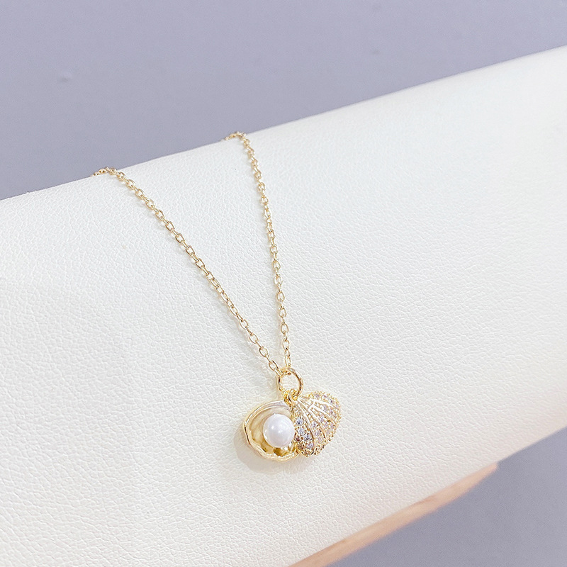 cable chain Chain Type Holiday, Travel Occasion Copper Cable Chain Shell Pendant Necklace