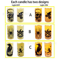 国境を越えたハロウィーンのプラスチックろうそくledランプ、フクロウ/フクロウの頭/カラスの恐怖の両面模様、鬼節