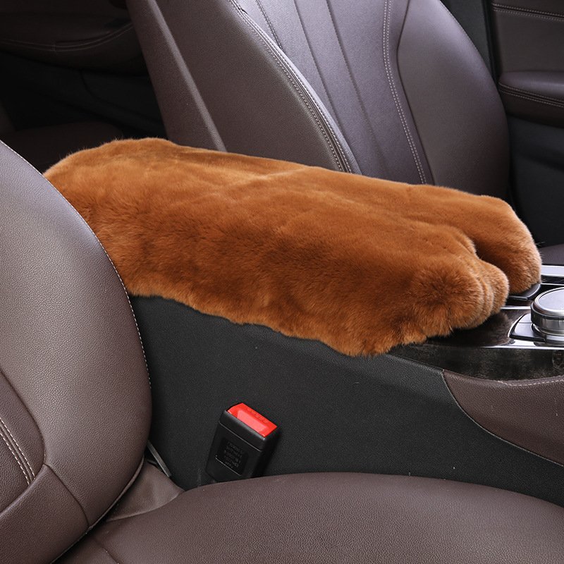 Armrest Box Pad: Universal Armrest box pad - golden-brown-high-quality-whole-rex-rabbit-skin