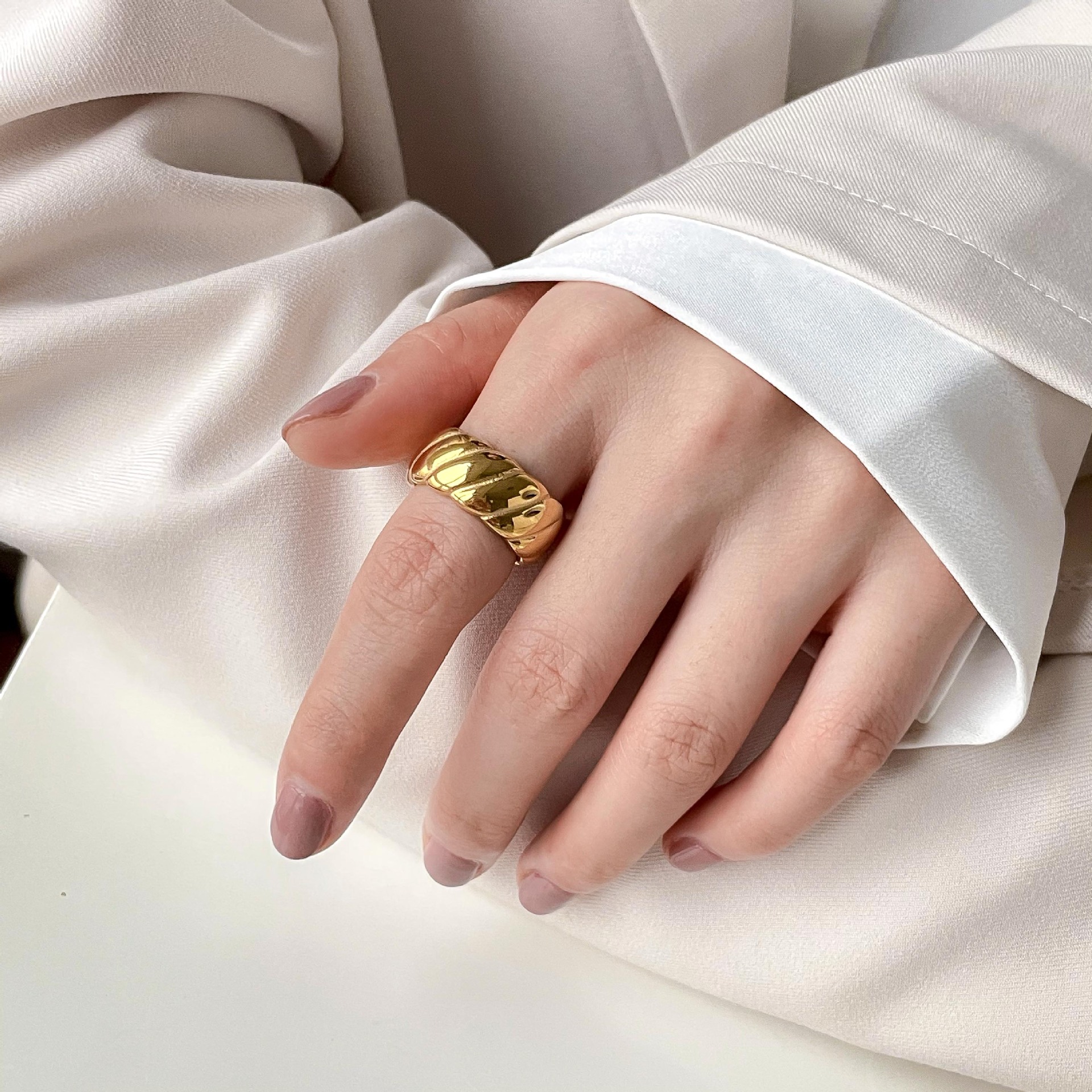 14g Weight Rings Classification 1 Piece Quantity Simple Style U Shape Titanium Steel Plating Rings
