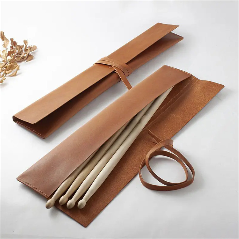 In stock musician drumstick leather storage bag PU leather musical instrument hitting drumstick storage leather case